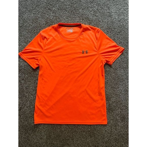 Men's Bright Orange Under Armour Heat Gear Loose Fit Performance Tee Size Medium - Picture 6 of 7